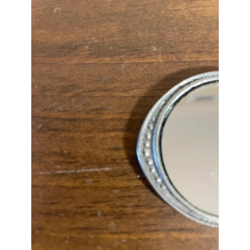 Vintage Style Silver Tone Picasso Face Pocket Mirror Compact Embossed Art Deco